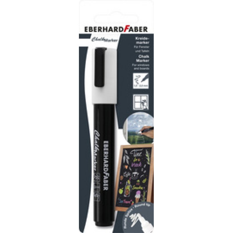 EBERHARD FABER Marqueur craie 1-2 mm, blister de 1, blanc