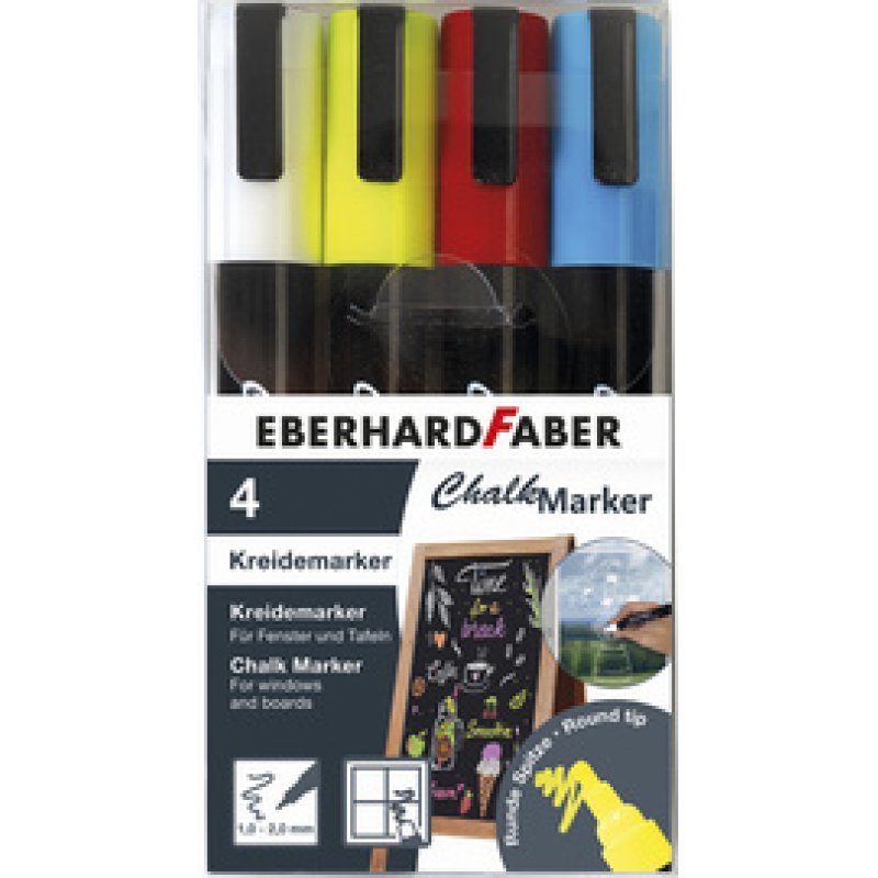 EBERHARD FABER Marqueur craie 1-2 mm, étui de 8, assorti
