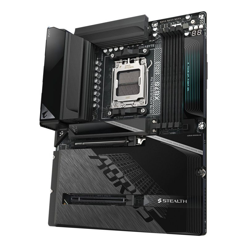 GIGABYTE X870 AORUS STEALTH Motherboard - Supports AMD Ryzen 9000 CPUs, 16 2 2 Phases Digital VRM, up to 8200Hz DDR5