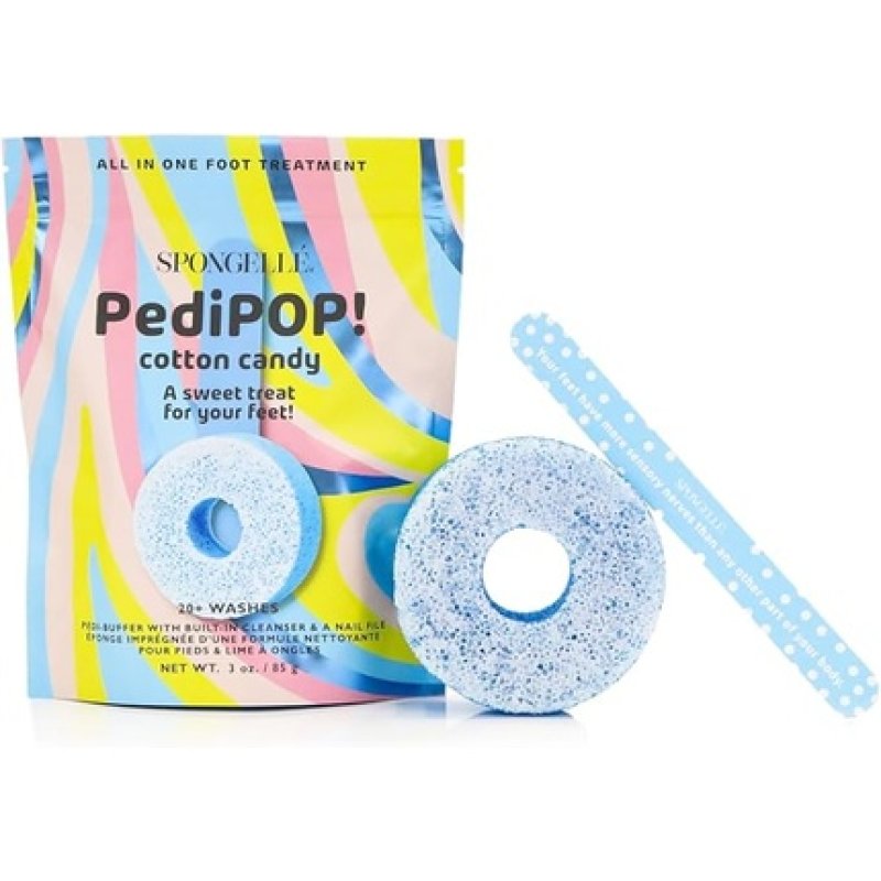 Spongell Cotton Candy Pedipop Pedi Buffer & Nail File Allinone Pedicure Treatment Exfoliates Softens & Cleanses 30
