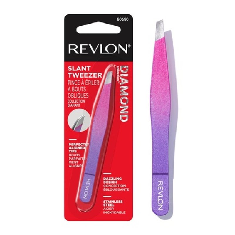 Revlon Diamond Collection Slanted Tip Tweezers Ultrasharp For Precision Eyebrow Shaping And Facial Hair Removal Made
