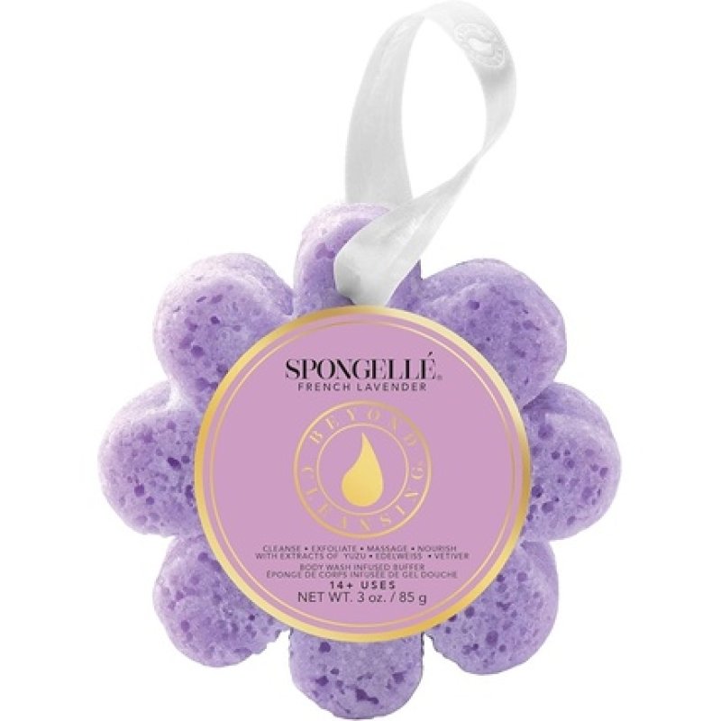 Spongelle French Lavender Wild Flower Buffer Body Scrubber Bath & Shower Loofah For Women With Exfoliator And Body Wash