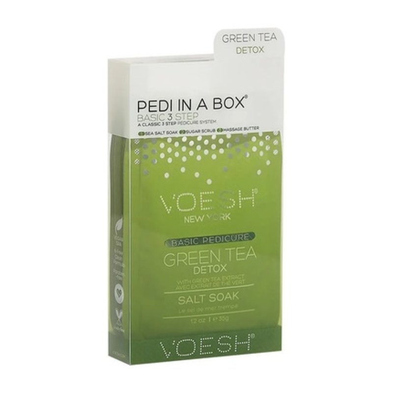 Voesh 3 Step Basic Pedi In A Box Green Tea Detox