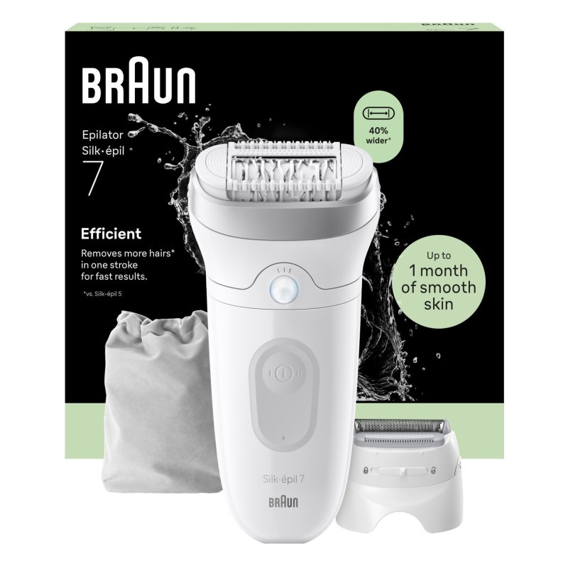 Braun - Silk·épil 7, Wet & Dry Epilator, Lasting Smooth Skin, 7-041 - Silver/Grey