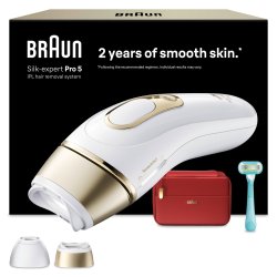 Braun - IPL Silk·expert Pro 5 At Home Hair Removal - 2 Attachment Heads - PL5221 - White/Gold