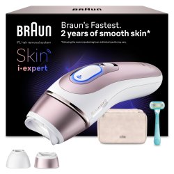 Braun - Smart IPL Skin i·expert At Home Hair Removal, With Free App, 2 Smart Heads - White/Bronze