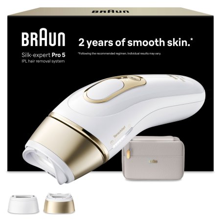 Braun - IPL Silk·expert Pro 5 At Home Hair Removal - 2 Attachment Heads - PL5210 - White/Gold