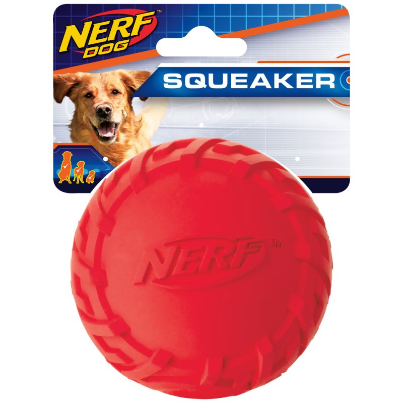 NERF - Nerf Dog Tire Squeak Ball - Green/Red - Medium, 7.6cm