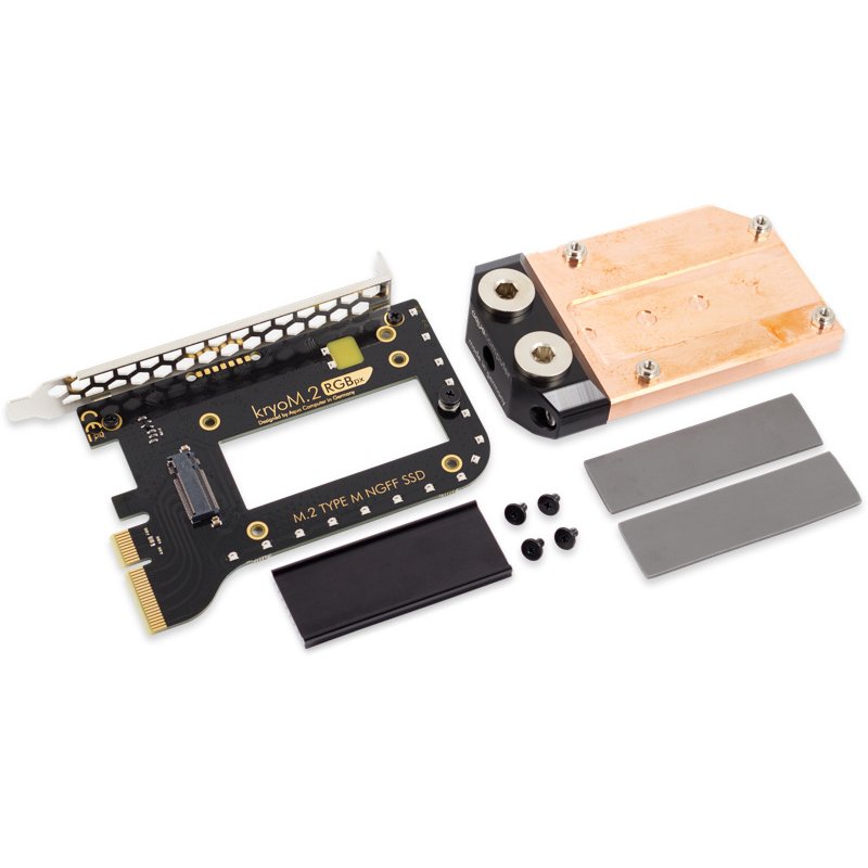 Aquacomputer kryoM.2 RGBpx PCIe 5.0/4.0/3.0 x4 Adapter für M.2 PCIe SSD, M-Key mit Wasserkühler