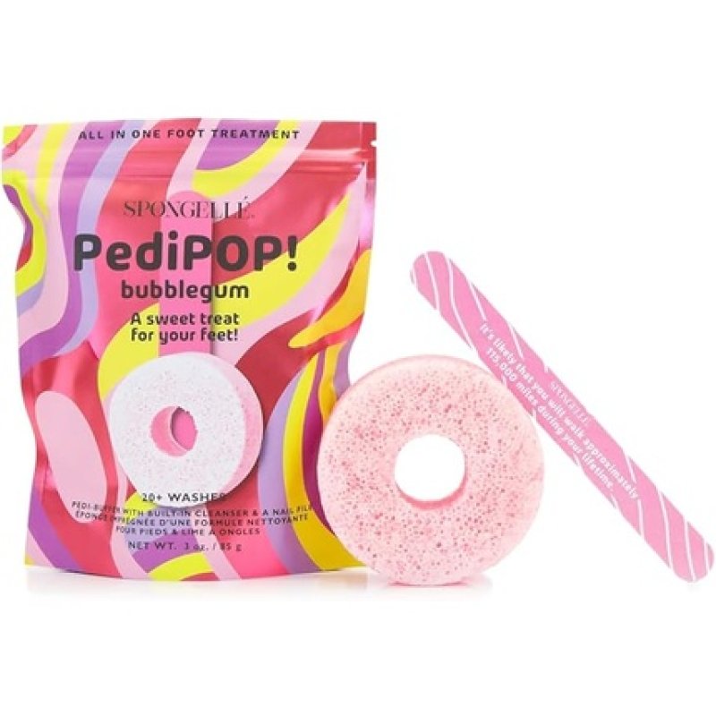 Spongell Bubblegum Pedipop Pedi Buffer & Nail File Allinone Pedicure Treatment Exfoliates Softens & Cleanses 30 Washes