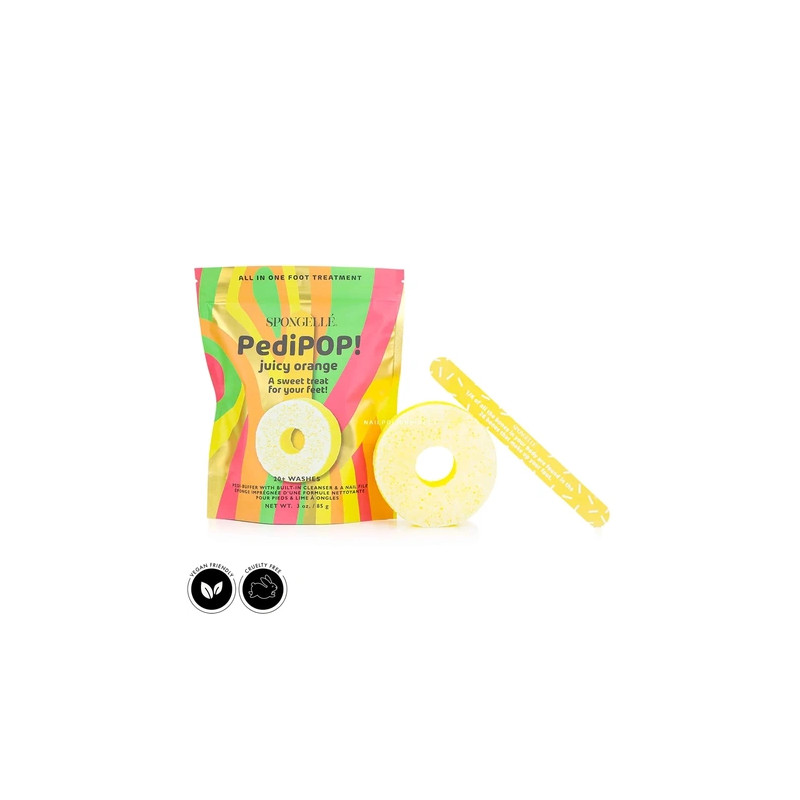 Spongelle Pedipop Pedi Buffer & Nail File Juicy Orange 85g 30 Washes