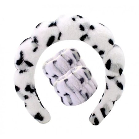 Ecarla Cosmetic Head And Wrist Bands Set White Panther O540bsz