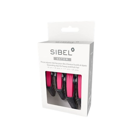 Sibel Gator Pink Separating Clips For Heavy And Thick Hair 2 Pieces Of 9 Cm And 2 Pieces Of 11 Cm