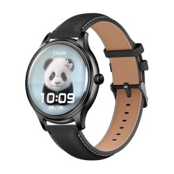 Smart Watch COLMI L28 (black silicone black leather strap)