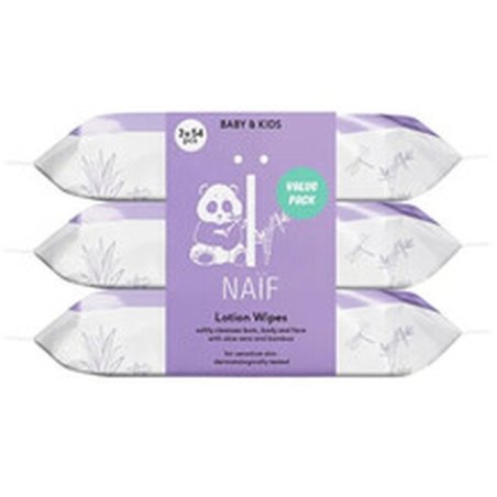 Naif Baby & Kids Aloe Vera Lotion Wipes 3 Packs Of 54 Wet Wipes