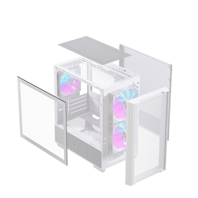 Boitier Micro ATX Einarex PM150 RGB avec panneau vitré (Blanc)
