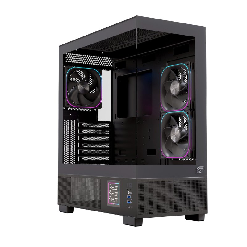 Boitier Moyen Tour ATX Einarex S501D RGB avec panneaux vitrés (Noir)