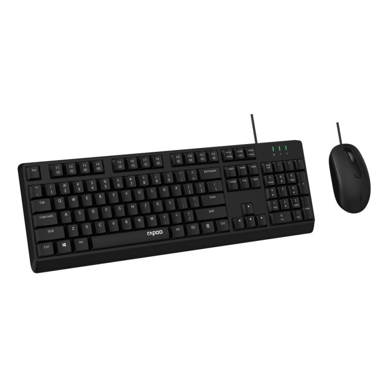 Rapoo NX1500 keyboard Mouse included Office USB QWERTZ German Black