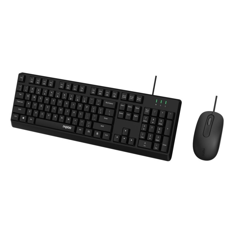 Rapoo NX1500 keyboard Mouse included Office USB QWERTZ German Black