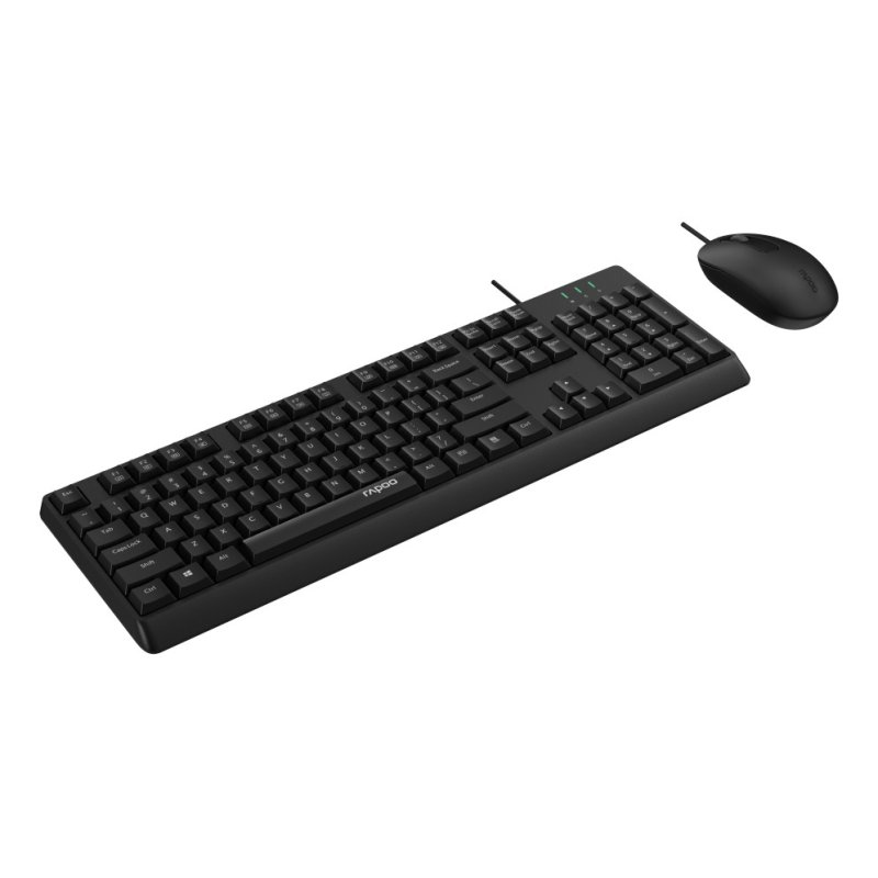 Rapoo NX1500 keyboard Mouse included Office USB QWERTZ German Black