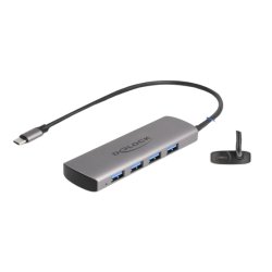 DELOCK USB 10 Gbps 4 Port USB Typ-A Hub mit USB Type-C Anschluss und zustzlicher Strombuchse