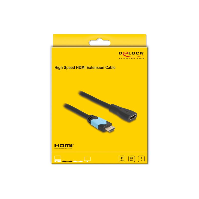 DeLOCK Câble d’extension High Speed HDMI 48 Gbps 8K 60 Hz 3 m
