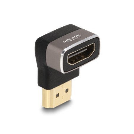 DELOCK HDMI Adapter Stecker zu Buchse 90 oben gewinkelt 8K 60 Hz grau Metall