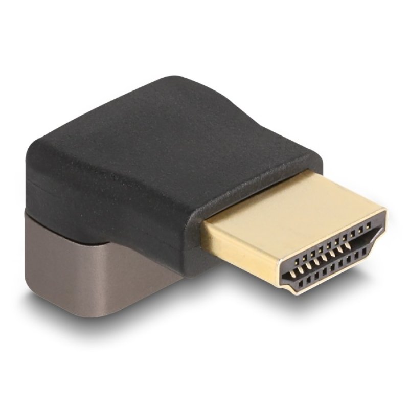 DELOCK HDMI Adapter Stecker zu Buchse 90 oben gewinkelt 8K 60 Hz grau Metall