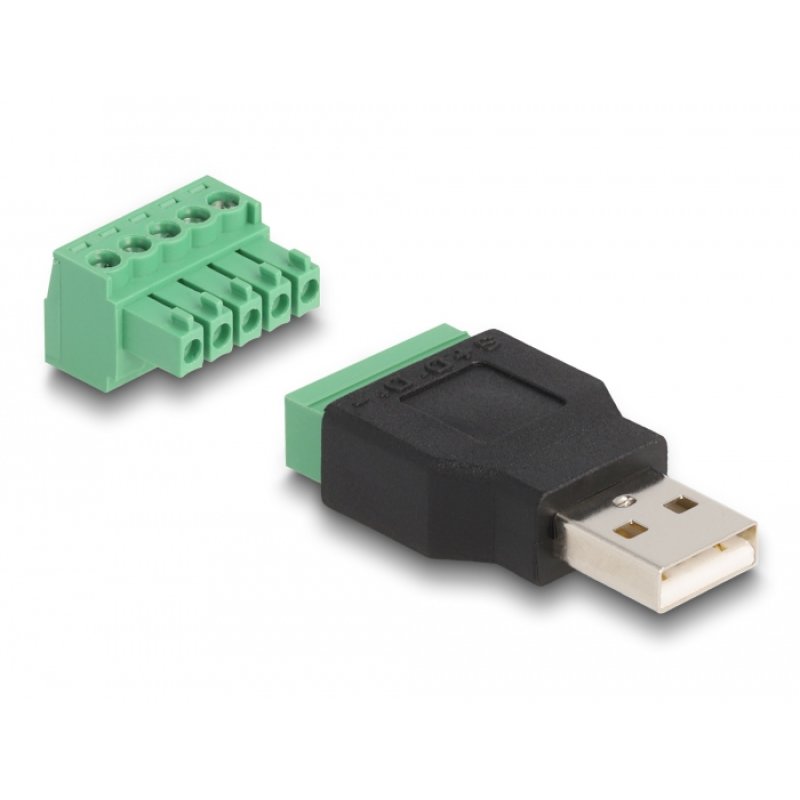 DeLOCK USB 2.0 Type-A male to Terminal Block Adapter 2-part