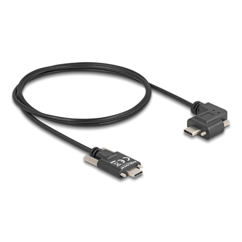 DeLOCK USB 2.0 Câble USB Type-C mâle avec vis vers USB Type-C mâle avec vis coudé vers la gauche / droite PD 3.0 60