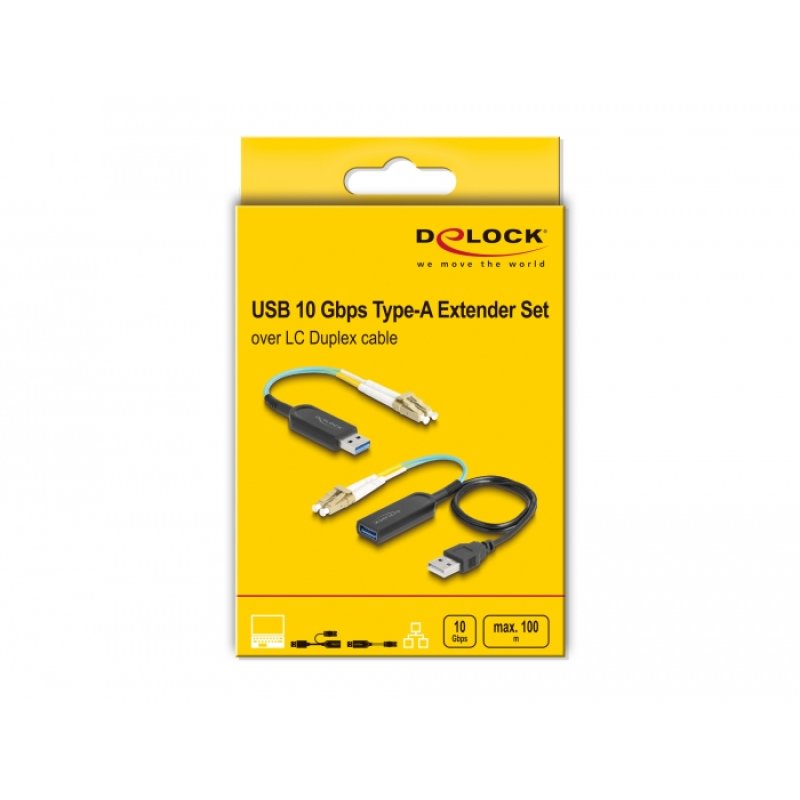 DELOCK USB 10 Gbps Typ-A Extender Set uber LC Duplex Kabel