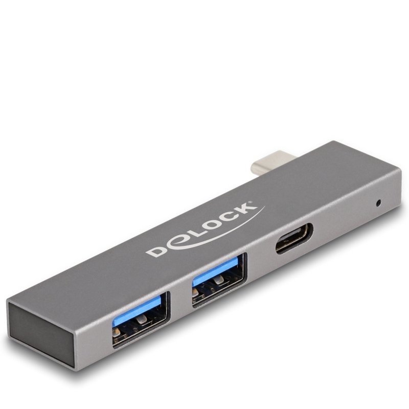 DELOCK 3 Port Slim USB Hub mit USB Type-C zu 1 x USB 5 Gbps USB Type-C 2 x USB 5 Gbps Typ-A