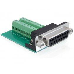 DeLOCK 65274 changeur de genre de câble Sub-D 15 pin Gameport 16 pin Terminal block Vert