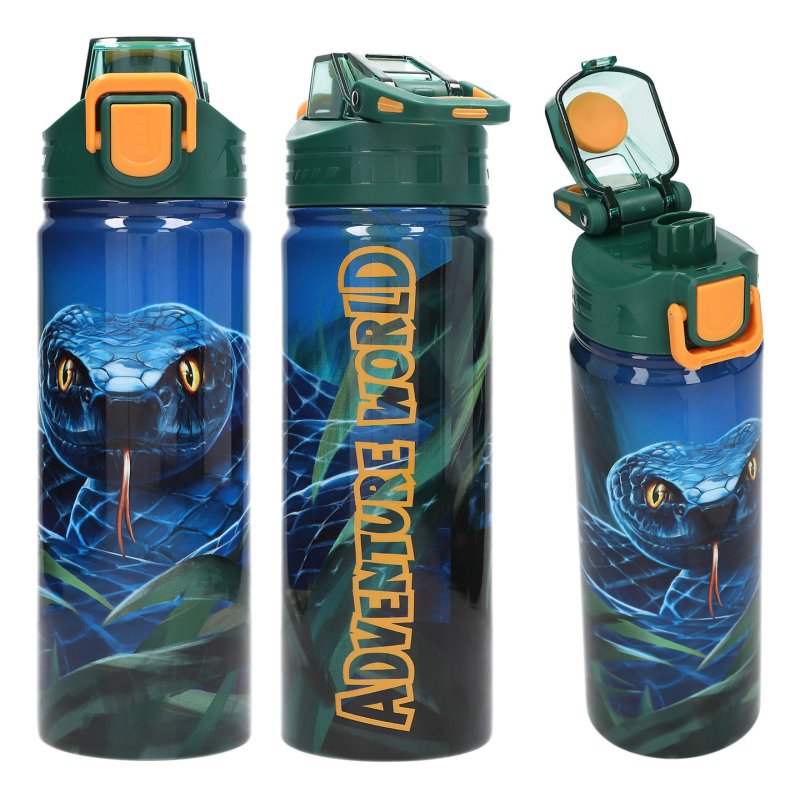 Dino World - Adventure World Drinking Bottle - Blue-Green with Striking Orange Details - 600 ml