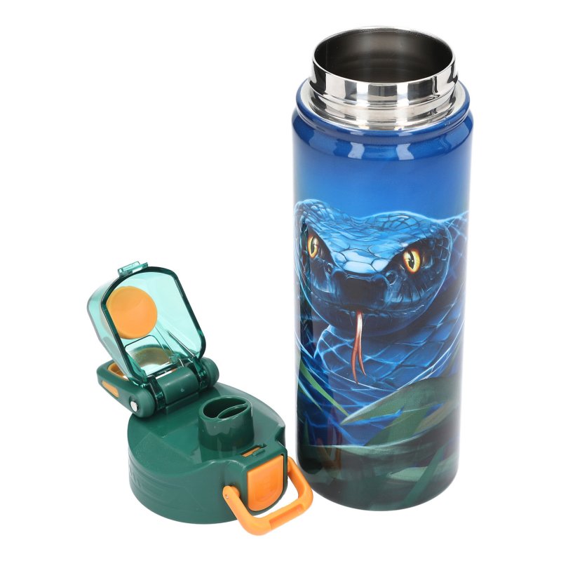 Dino World - Adventure World Drinking Bottle - Blue-Green with Striking Orange Details - 600 ml
