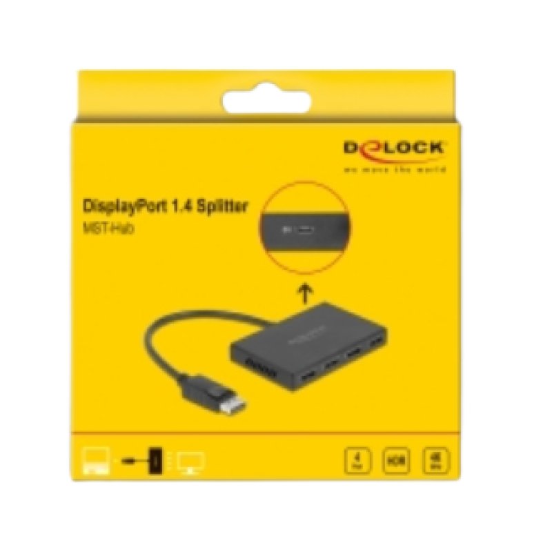 DELOCK DisplayPort 1.4 Splitter 1 x DisplayPort in zu 4 x DisplayPort out