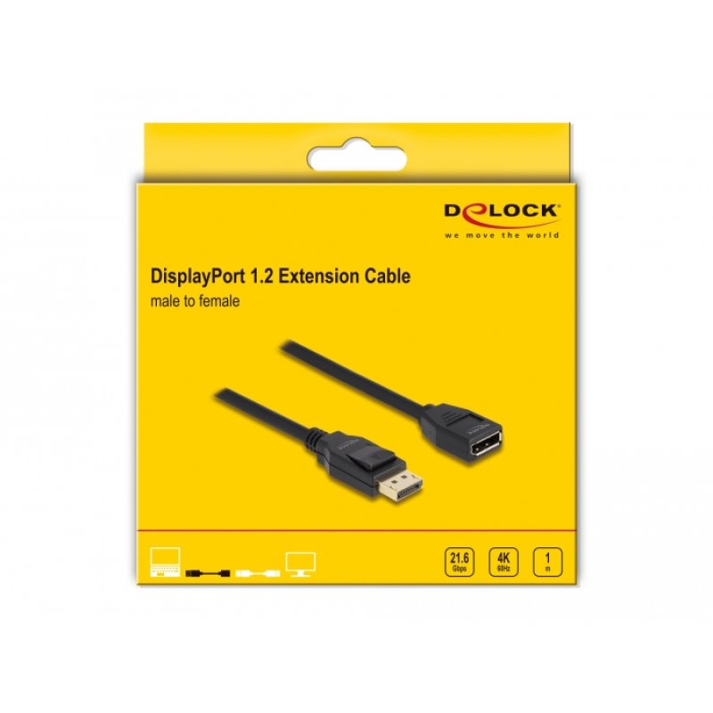 DeLOCK DisplayPort 1.2 extension cable 4K 60 Hz 1 m