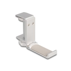 DeLOCK Support d’écouteurs réglable pour montage sur bureau, aluminium, argent