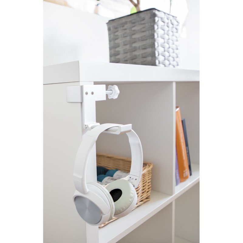 DeLOCK Support d’écouteurs réglable pour montage sur bureau, aluminium, argent