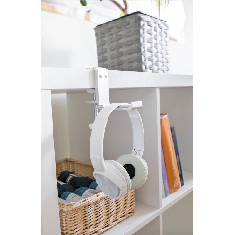 DeLOCK Headphone Holder adjustable for desk mounting aluminium silver