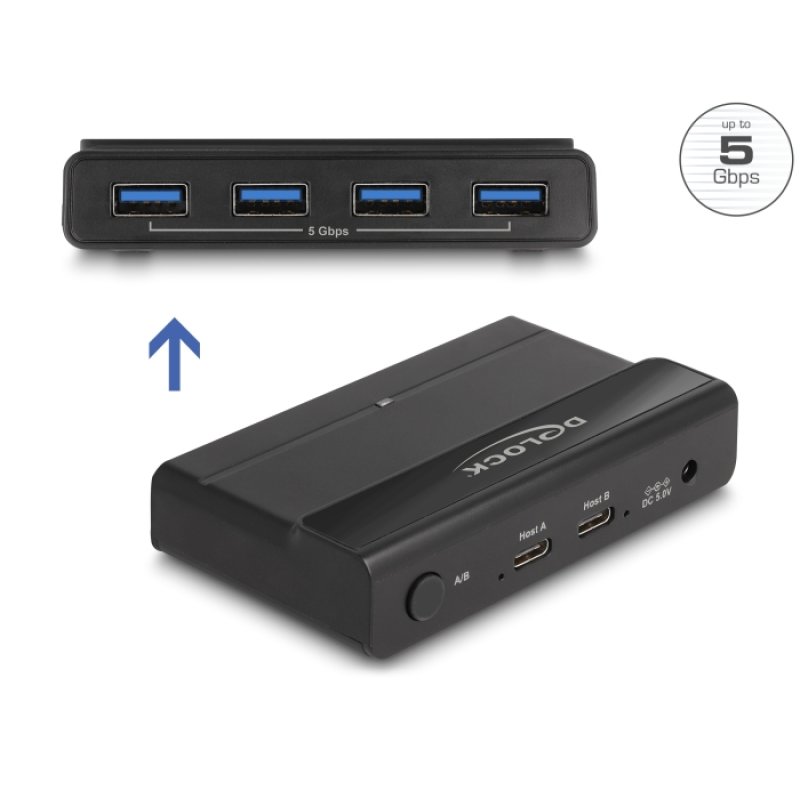 DeLOCK Commutateur USB 5 Gbps 4 appareils et 2 hôtes