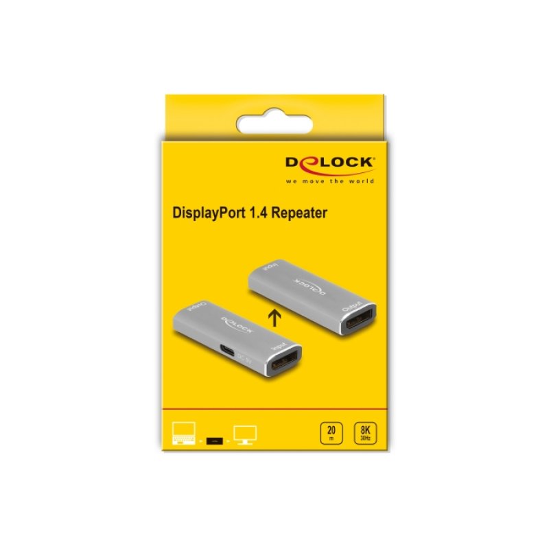 DeLOCK DisplayPort 1.4 Répétiteur 8K 30 Hz 20 m