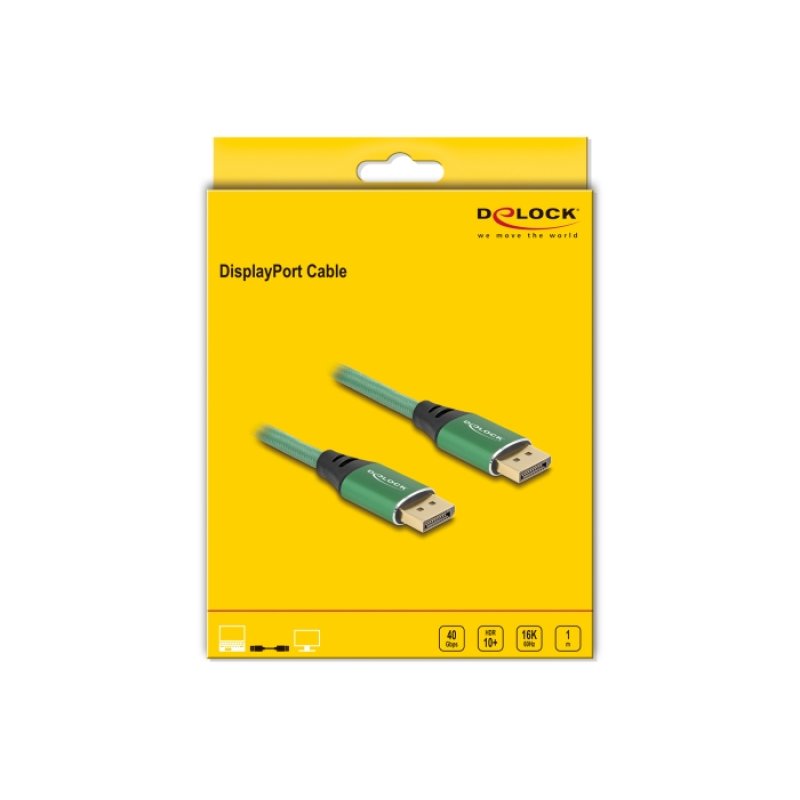 DELOCK DisplayPort Kabel 16K 60 Hz 1m grun Metall