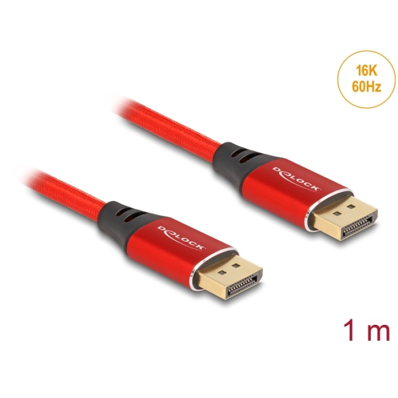 DeLOCK Câble DisplayPort 16K 60 Hz 1 m métal rouge