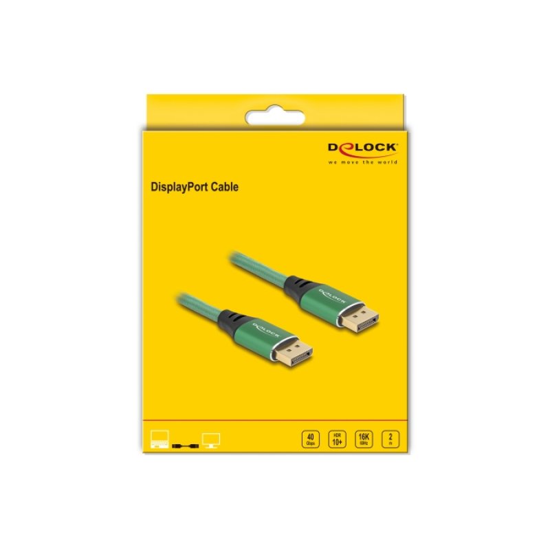 DeLOCK Câble DisplayPort 16K 60 Hz 2 m vert métal