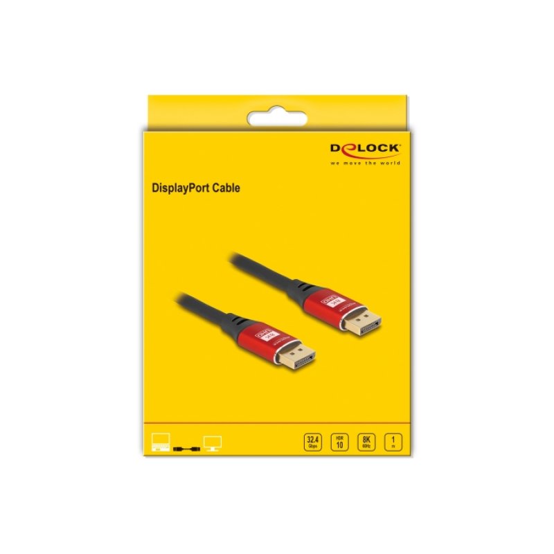 DeLOCK DisplayPort Cable 8K 60 Hz 1 m red metal
