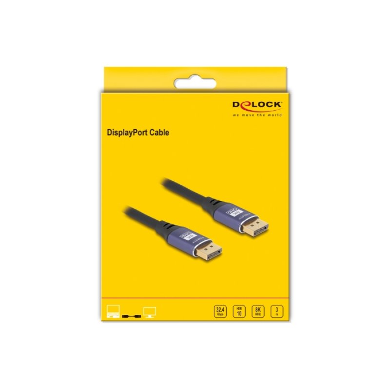 DELOCK DisplayPort Kabel 8K 60 Hz 3m flieder Metall