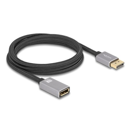 DeLOCK Câble d’extension DisplayPort 8K 60 Hz 2 m métal gris sans verrou
