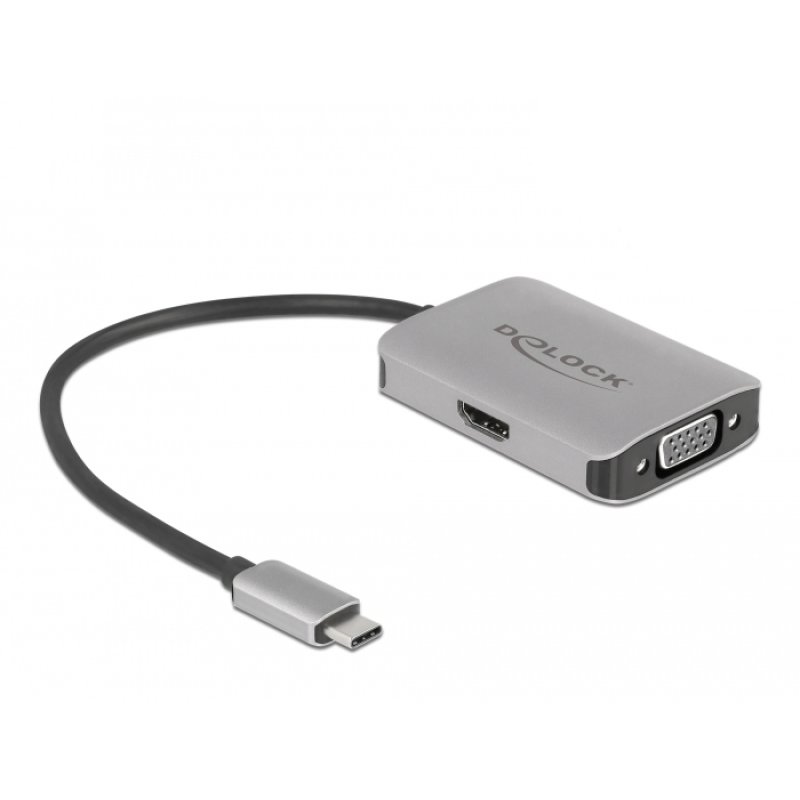 DeLOCK Diviseur USB Type-C (Mode DP Alt) 1 HDMI 1 VGA