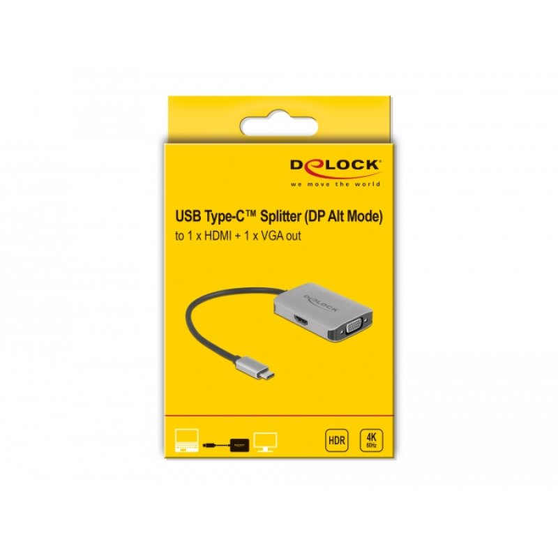 DeLOCK Diviseur USB Type-C (Mode DP Alt) 1 HDMI 1 VGA